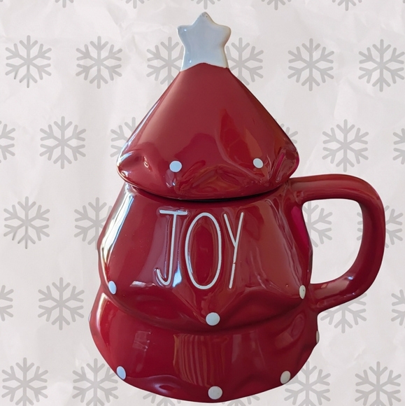 NEW Rae Dunn JOY Christmas Mug with Topper - Picture 1 of 7